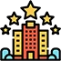 Affordable Umrah Package from Sastaa Umrah – A hotel building with stars, symbolizing comfortable and quality accommodations during the Umrah pilgrimage.